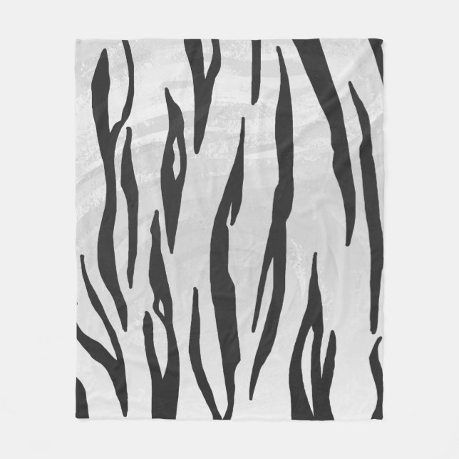 Tiger Black and White Print Fleecefilt (Framsidan)