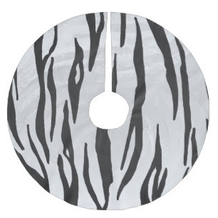 Tiger Black and White Print Julgransmatta Borstad Polyester