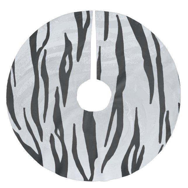 Tiger Black and White Print Julgransmatta Borstad Polyester (Framsidan)