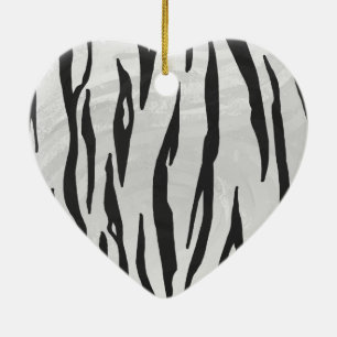 Tiger Black and White Print Julgransprydnad Keramik