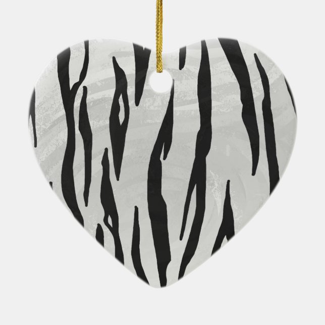 Tiger Black and White Print Julgransprydnad Keramik (Baksidan)