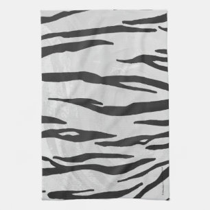 Tiger Black and White Print Kökshandduk