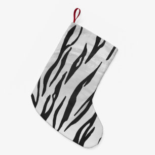 Tiger Black and White Print Liten Julstrumpa