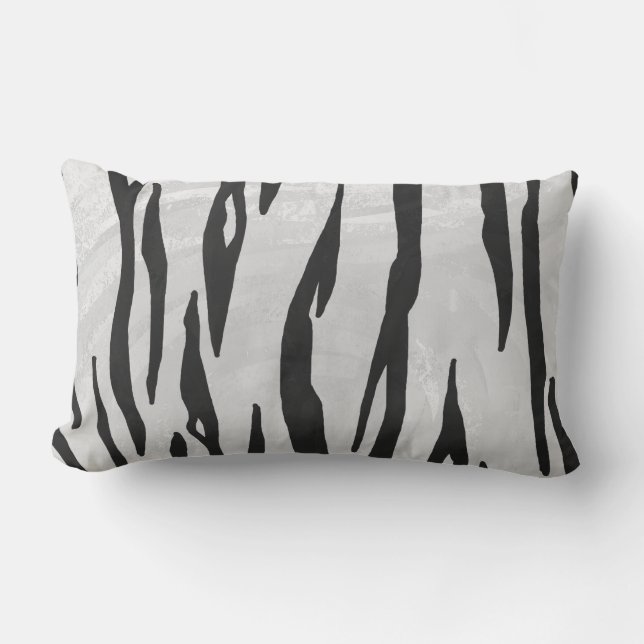 Tiger Black and White Print Lumbarkudde (Framsida)