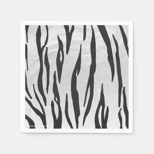 Tiger Black and White Print Pappersservett (Framsidan)