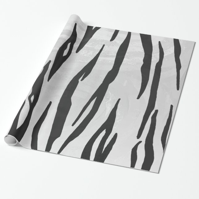 Tiger Black and White Print Presentpapper (Utrullad)