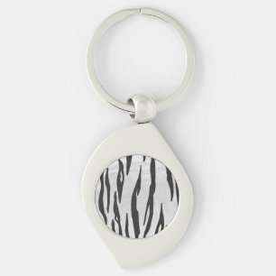 Tiger Black and White Print Swirl Silverfärgad Nyckelring