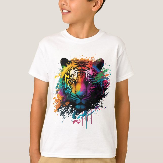 Tiger Bläck Graffiti Stänk T Shirt (Framsida)