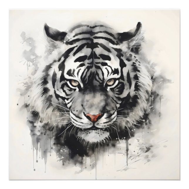 Tiger Bläck-målning Fototryck (Framsidan)