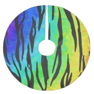 Tiger Black och Rainbow Saker Julgransmatta Borstad Polyester