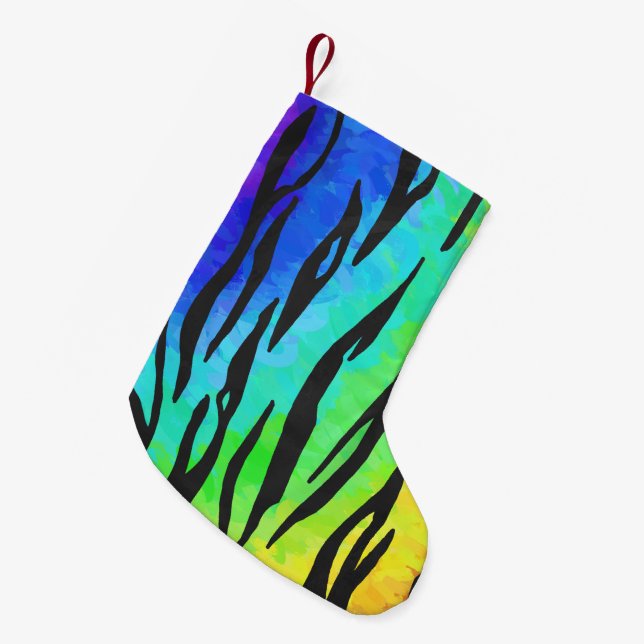 Tiger Black och Rainbow Saker Liten Julstrumpa (Framsidan (Hängande))