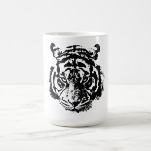 Tiger Black & White Pop Art Motivation Kaffemugg