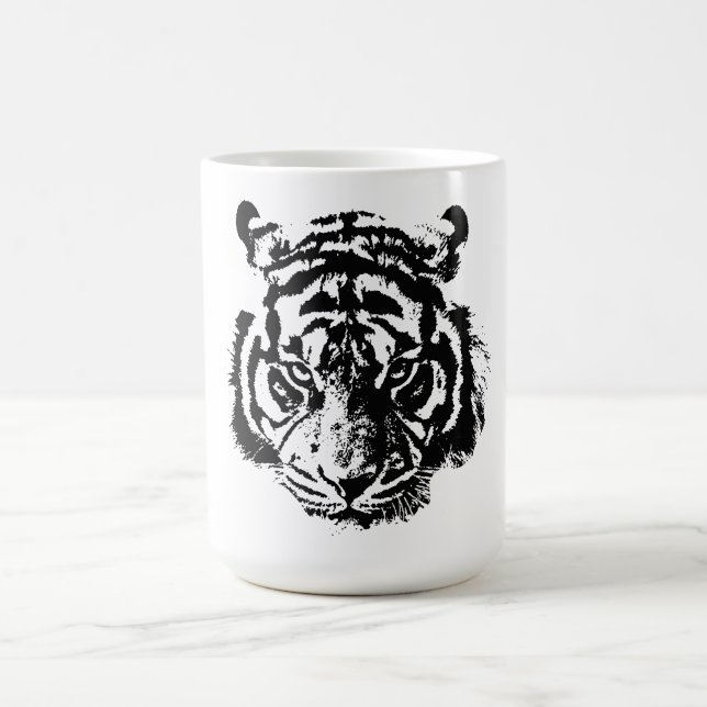 Tiger Black & White Pop Art Motivation Kaffemugg (Center)