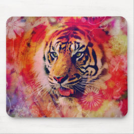 Tiger Blommigt Digital Art Musmatta