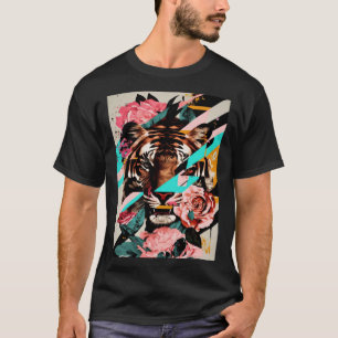 Tiger Blommigt Flowers Big Cats Vilda djur Jungle T Shirt