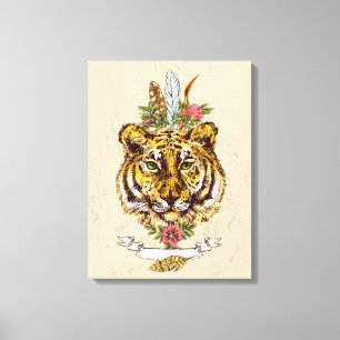 Tiger Boho Stil Porträtt Canvastryck