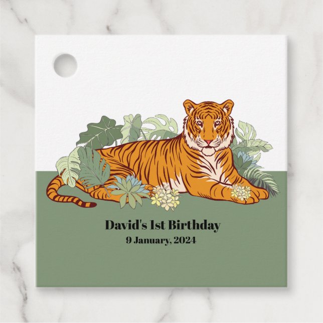 Tiger Boy party, djungel Gåvor Etiketter (Framsida)