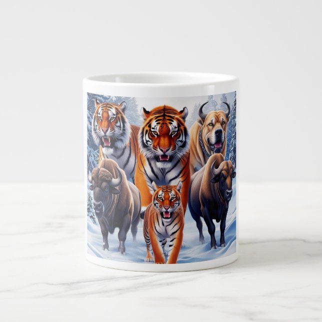 Tiger Buffalo Hund utomhus Jumbo Mugg (Framsidan)