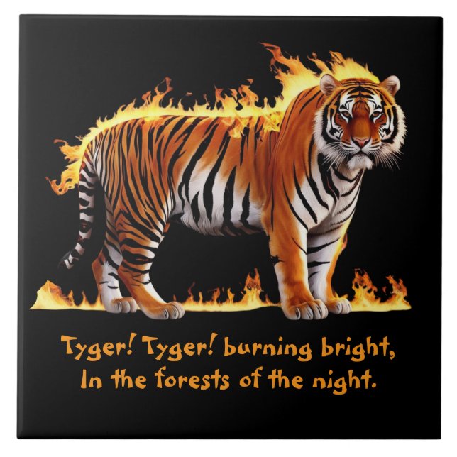 Tiger Burning Decorative Tile Kakelplatta (Framsidan)