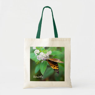 Tiger Butterfly på en vit blomma Tote-påse Tygkasse
