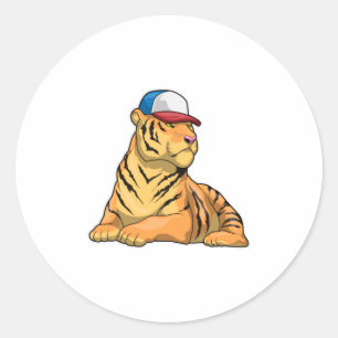 Tiger Cap Runt Klistermärke