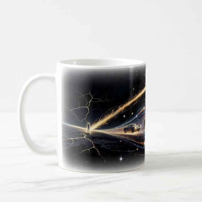 Tiger Car Cosmic Vortex Starfield Power Mug Kaffemugg (Vänster)