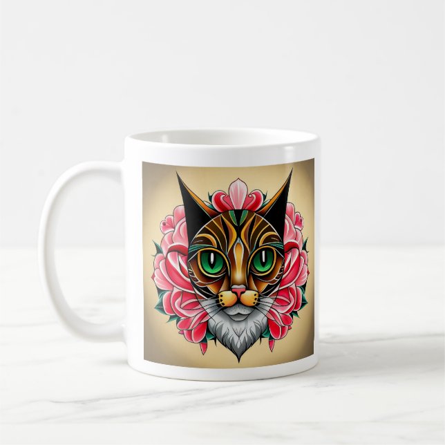 Tiger Cat Art Kaffemugg (Vänster)