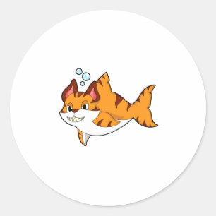 Tiger cat as Shark in Vatten.PNG Runt Klistermärke