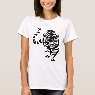 Tiger Cat Big Black White Rand Prowl Walk T Shirt