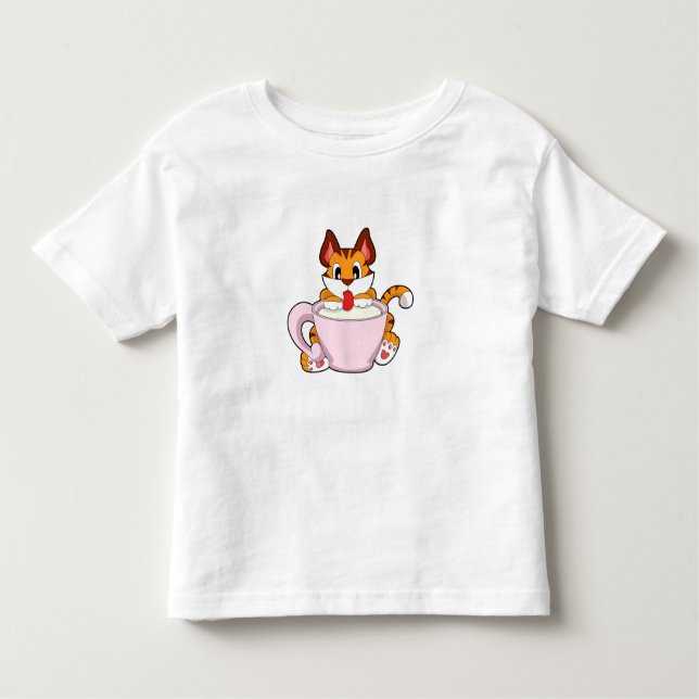 Tiger cat med Kopp i Mjölk.PNG T Shirt (Framsida)
