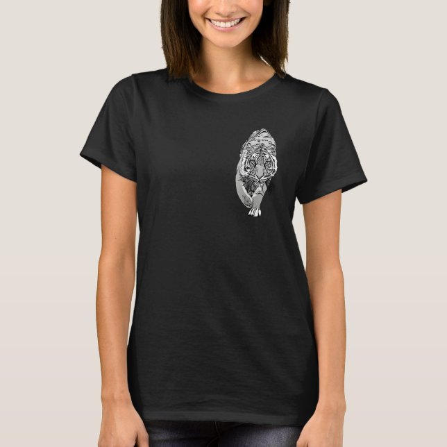 Tiger cat predator motif print graphic t shirt (Framsida)