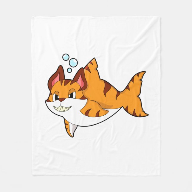 Tiger cat som haj i vatten.PNG Fleecefilt (Framsidan)