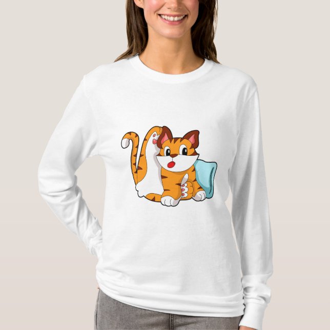 Tiger cat with Pillow T Shirt (Framsida)