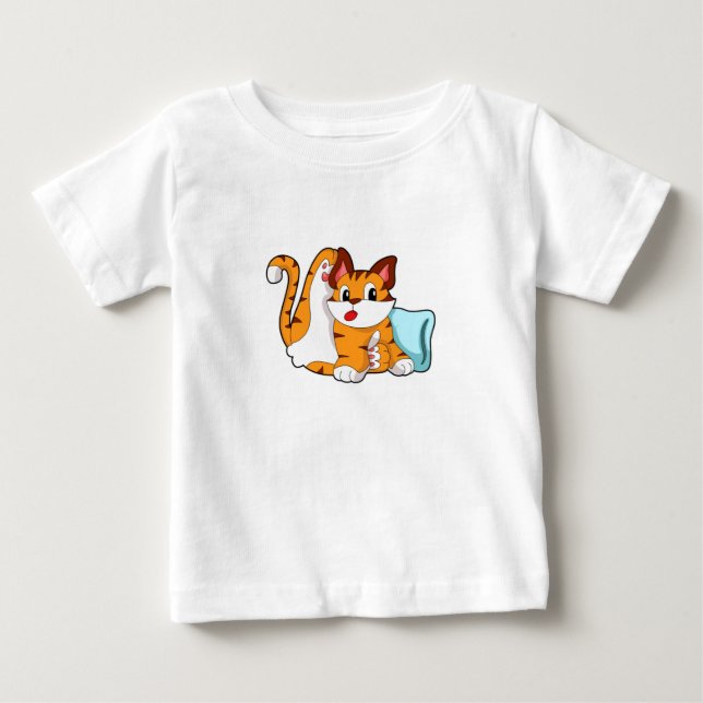 Tiger cat with Pillow T Shirt (Framsida)