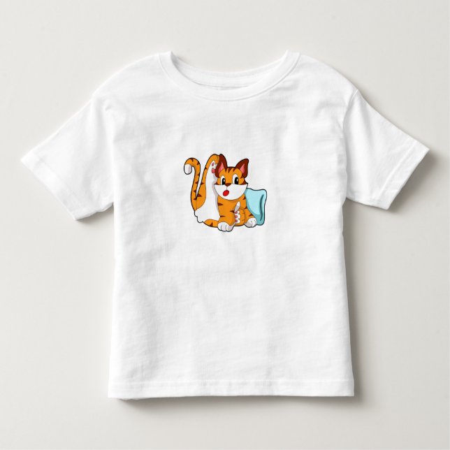 Tiger cat with Pillow T Shirt (Framsida)