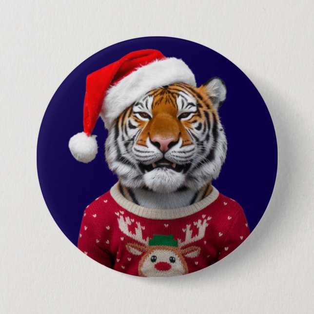 Tiger Christmas Button Knapp (Framsida)