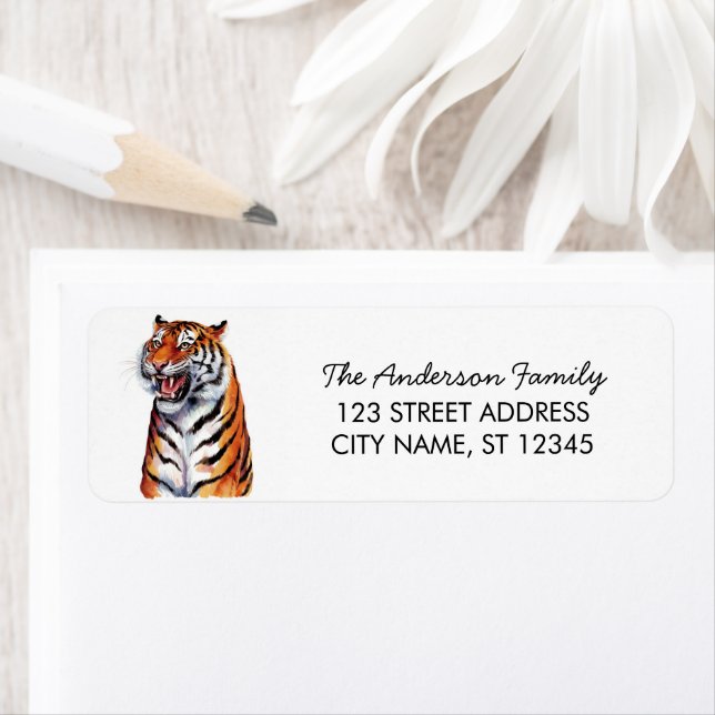 Tiger Christmas Return Address Returadress Etikett (Insitu)