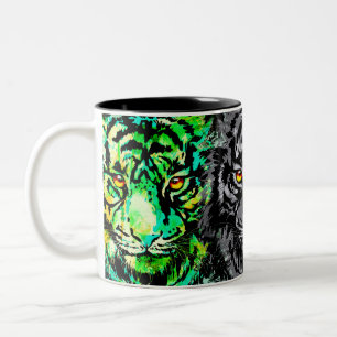 Tiger Coffee Mugg Kolorörda tigerhuvuden Kaffe M