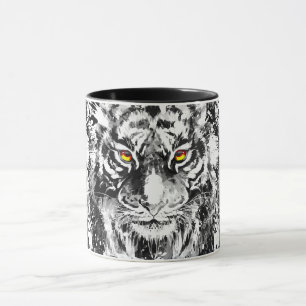Tiger Coffee Mugg Tiger Black and White Mugg