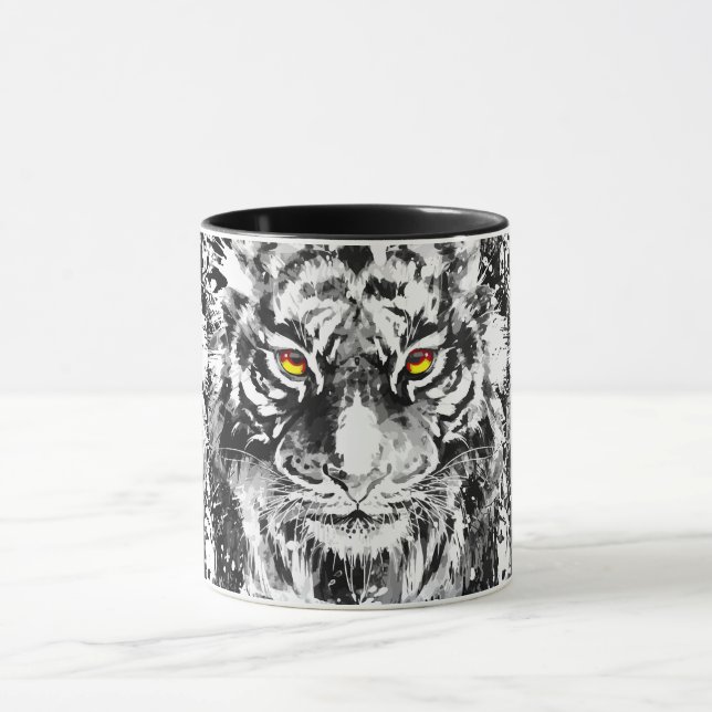 Tiger Coffee Mugg | Tiger Black and White Mugg (Center)