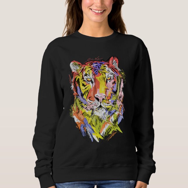 Tiger colourful animal art animal lovers t shirt (Framsida)