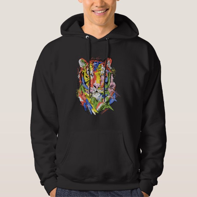 Tiger colourful animal art animal lovers tiger_1 hoodie (Framsida)
