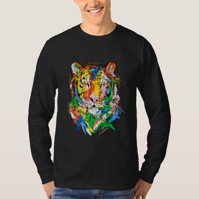 Tiger colourful animal art animal lovers tiger t shirt (Framsida)