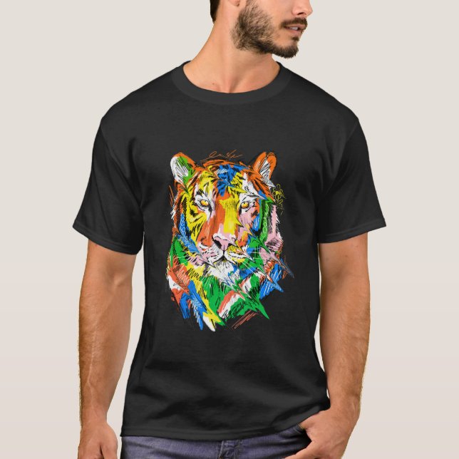 Tiger colourful animal art animal lovers tiger t shirt (Framsida)