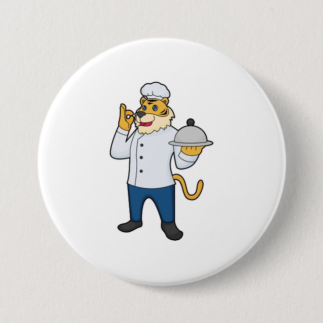 Tiger Cook Chef hat Platter Knapp (Framsida)
