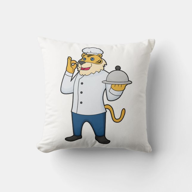 Tiger Cook Chef hat Platter Kudde (Framsida)