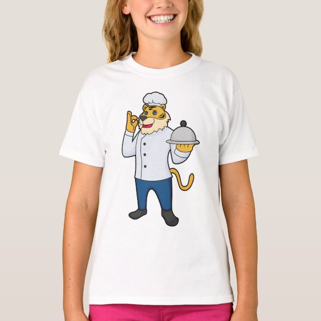 Tiger Cook Chef hat Platter T Shirt (Framsida)