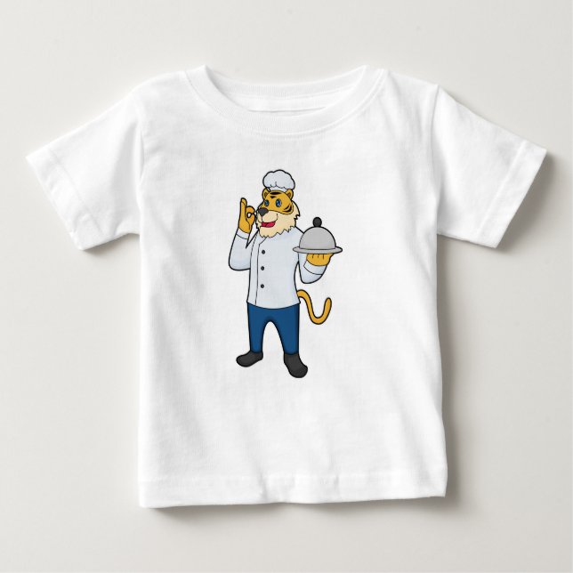 Tiger Cook Chef hat Platter T Shirt (Framsida)