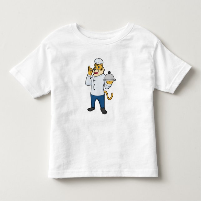 Tiger Cook Chef hat Platter T Shirt (Framsida)