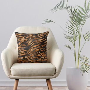 Tiger Copper Black Animal Print Kudde